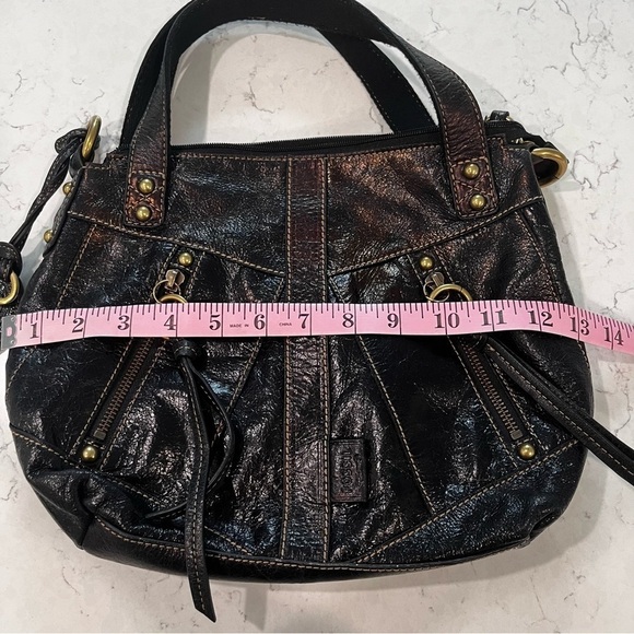 FOSSIL Y2K Genuine Leather Black Metallic Shoulder Bag - Picture 14 of 15